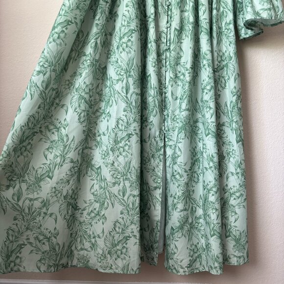 Eloquii 18 Floral Printed Tiered Bubble Sleeve Smocked Waist Midi Dress NEW - Picture 7 of 11